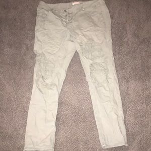 ripped jeans, light green